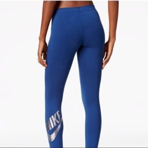 Blue Nike Metallic Logo Leggings